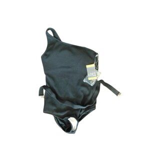 LOFT Size M Medium Black Bare Shoulder One Piece Swimsuit Swim NWT
